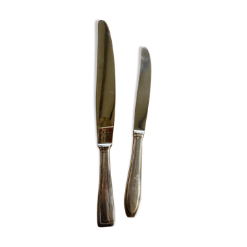 Two service knives in silver metal goldsmith Bertrand vintage