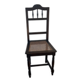 Lot of 4 solid oak chairs with caning in the Henri II style.