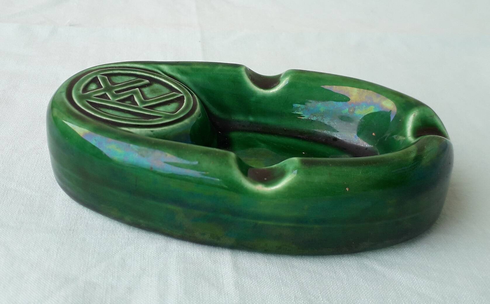Green ceramic ashtray