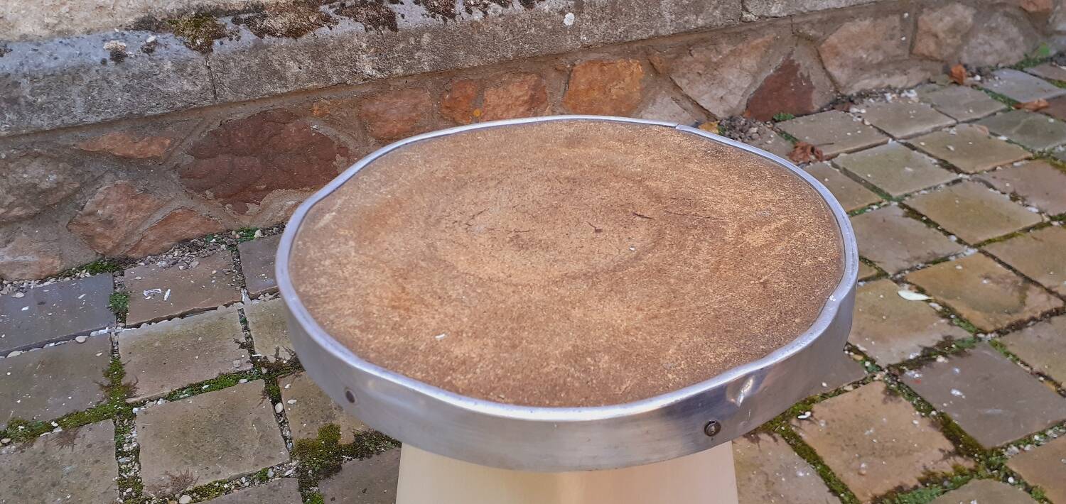 Tabouret,  porte plante vintage année 50 pied compas en chêne