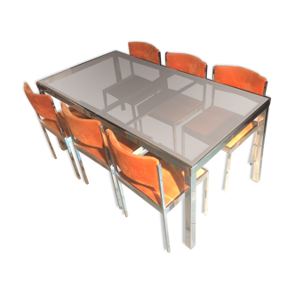 Table rectangulaire par Milo Baughman & 6 chaises