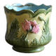 Antique Ceramic Cache Pot with Poppies, Art Nouveau Planter