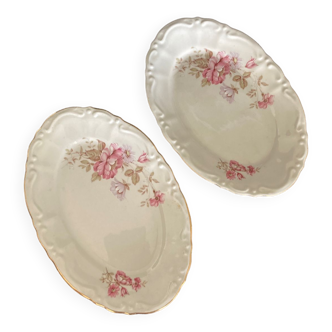 2 raviers porcelaine Manifattura Porcellane Royal motifs de roses