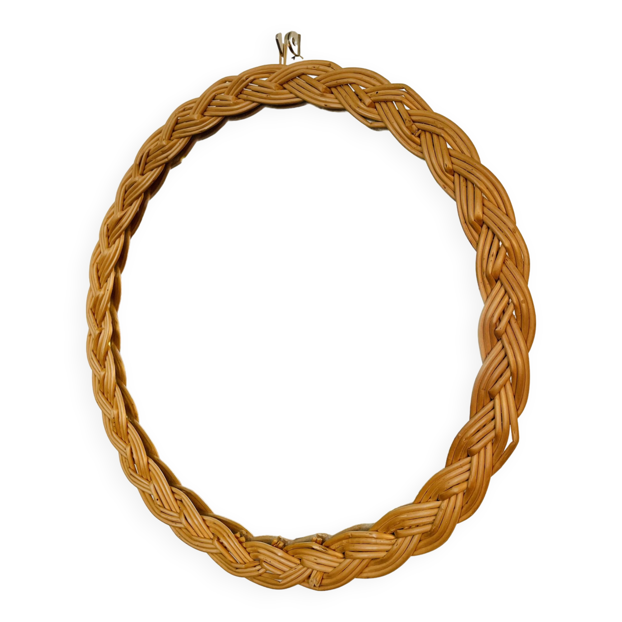 Vintage woven wicker mirror from the 70s