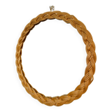 Vintage woven wicker mirror from the 70s