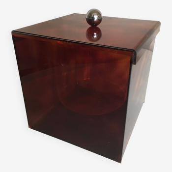 cube ice bucket in tortoiseshell lucite 1070