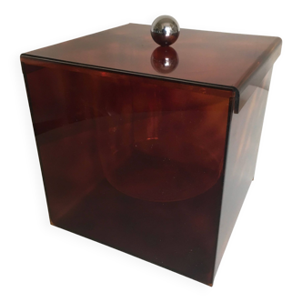 cube ice bucket in tortoiseshell lucite 1070