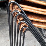 6 chaises rotin fer forgé vintage