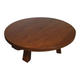 Height adjustable, round, oak coffee table 1960s