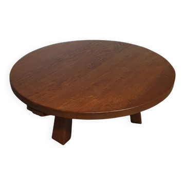 Height adjustable, round, oak coffee table 1960s