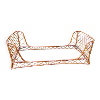 Lit corbeille rotin et bambou vintage