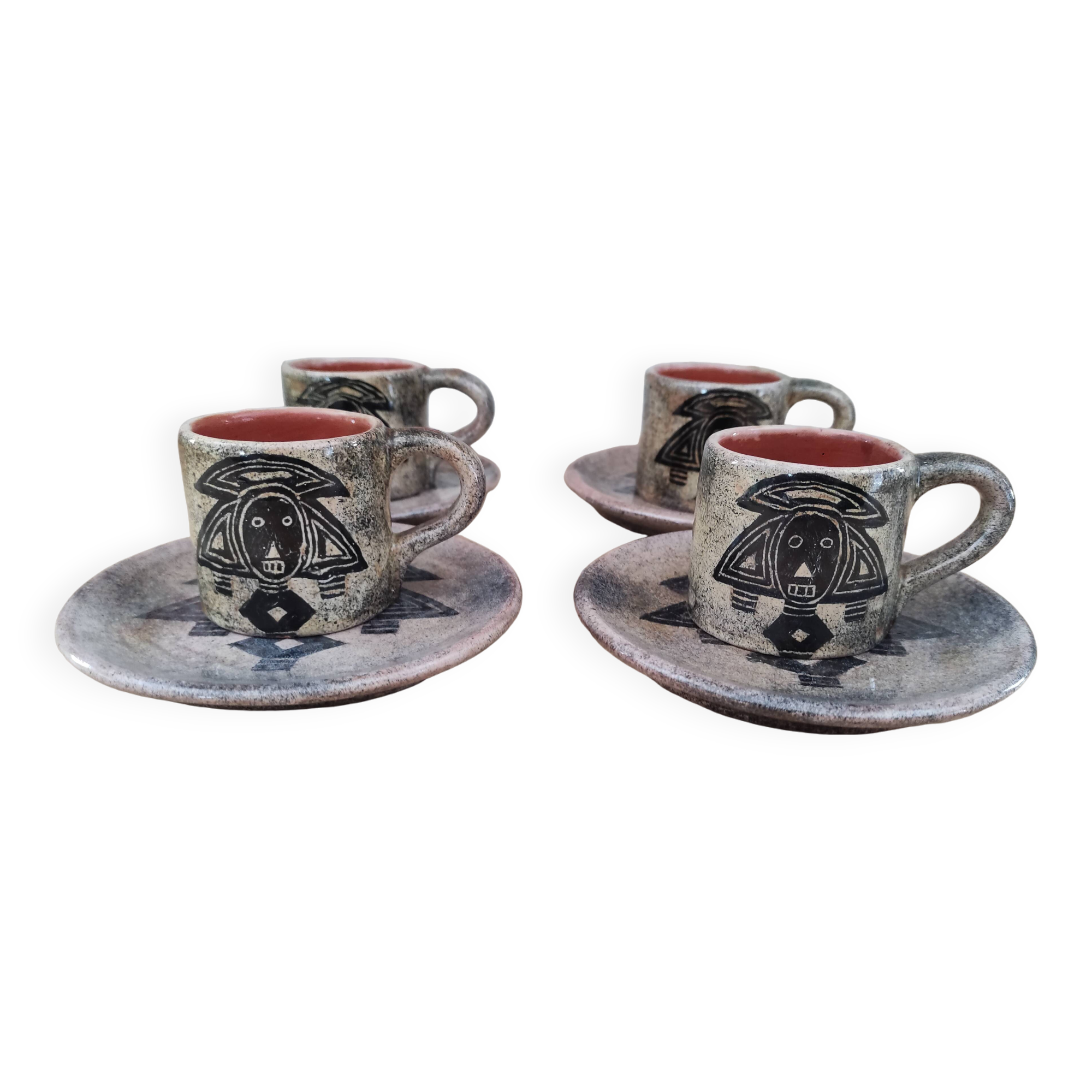 Set of 4 vintage 70s stoneware espresso cups