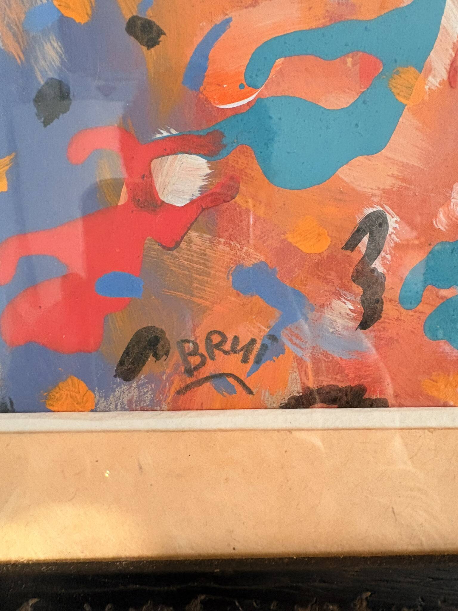 Framed Paper Painting WILLIAM BRUI contemporary abstract modernism