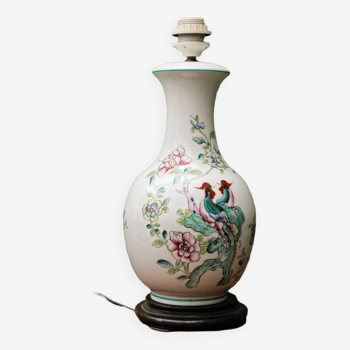 Porcelain baluster lamp base, Chinese motifs