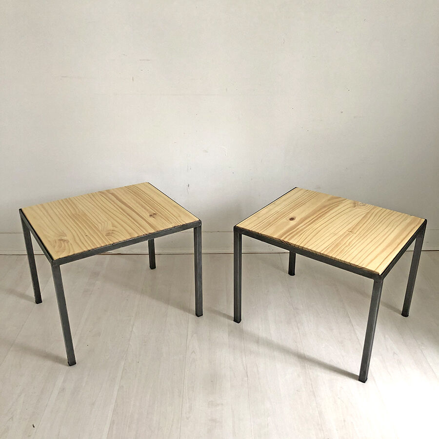 Pair of vintage industrial bedside