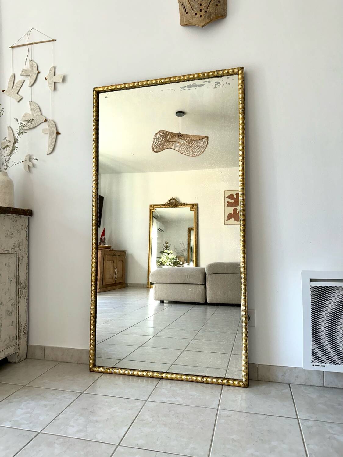 Antique silver leaf mirror, 19th century