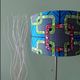 XL lampshade/suspension with printed ethnic graphic wax