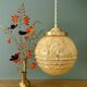 Vintage art deco globe pendant light in yellow and gold Clichy glass