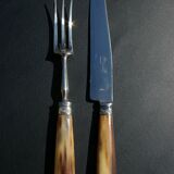 Carving Set + Salad Server Horn and Stainless Steel