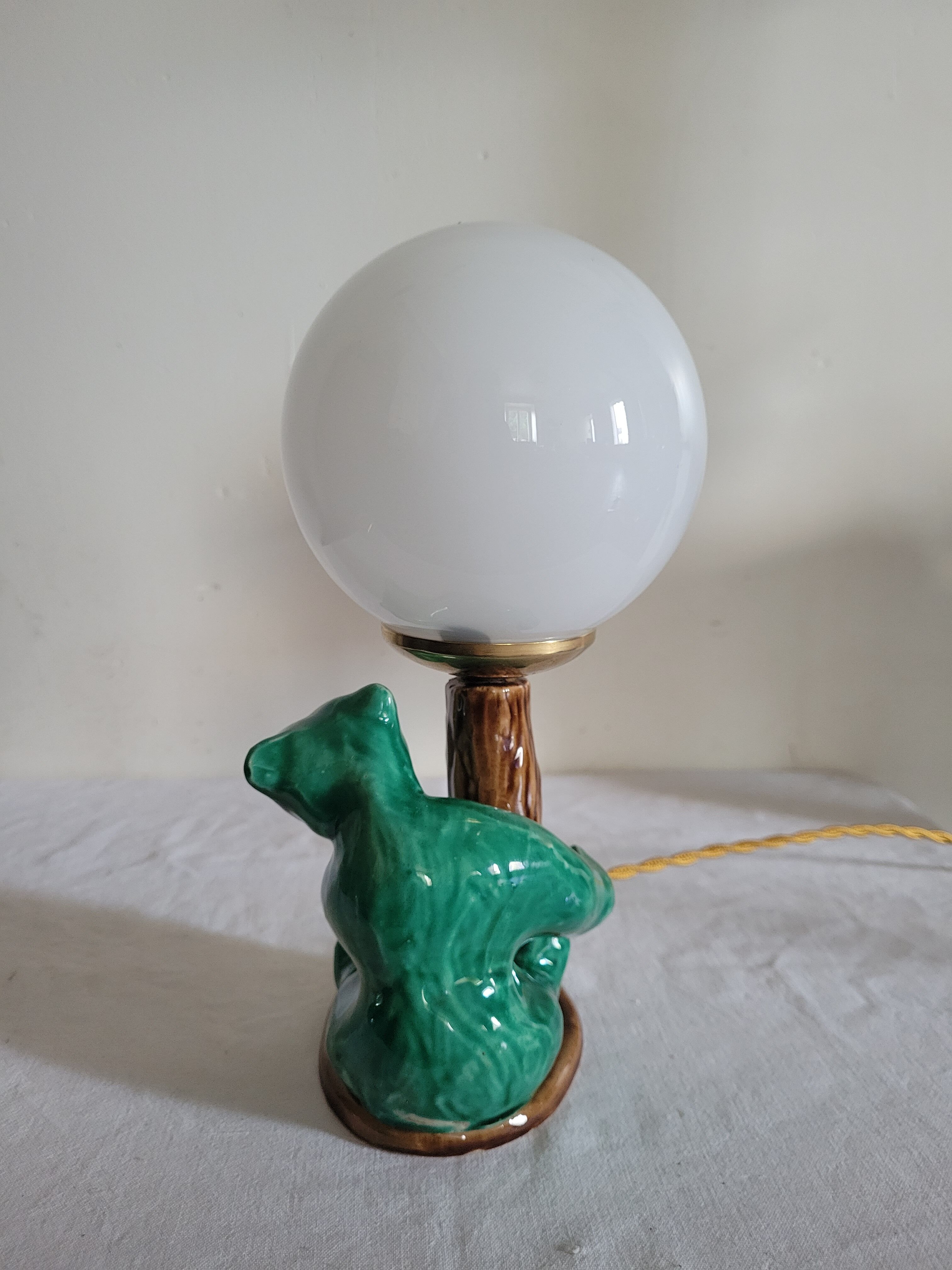 Ceramic green bear lamp