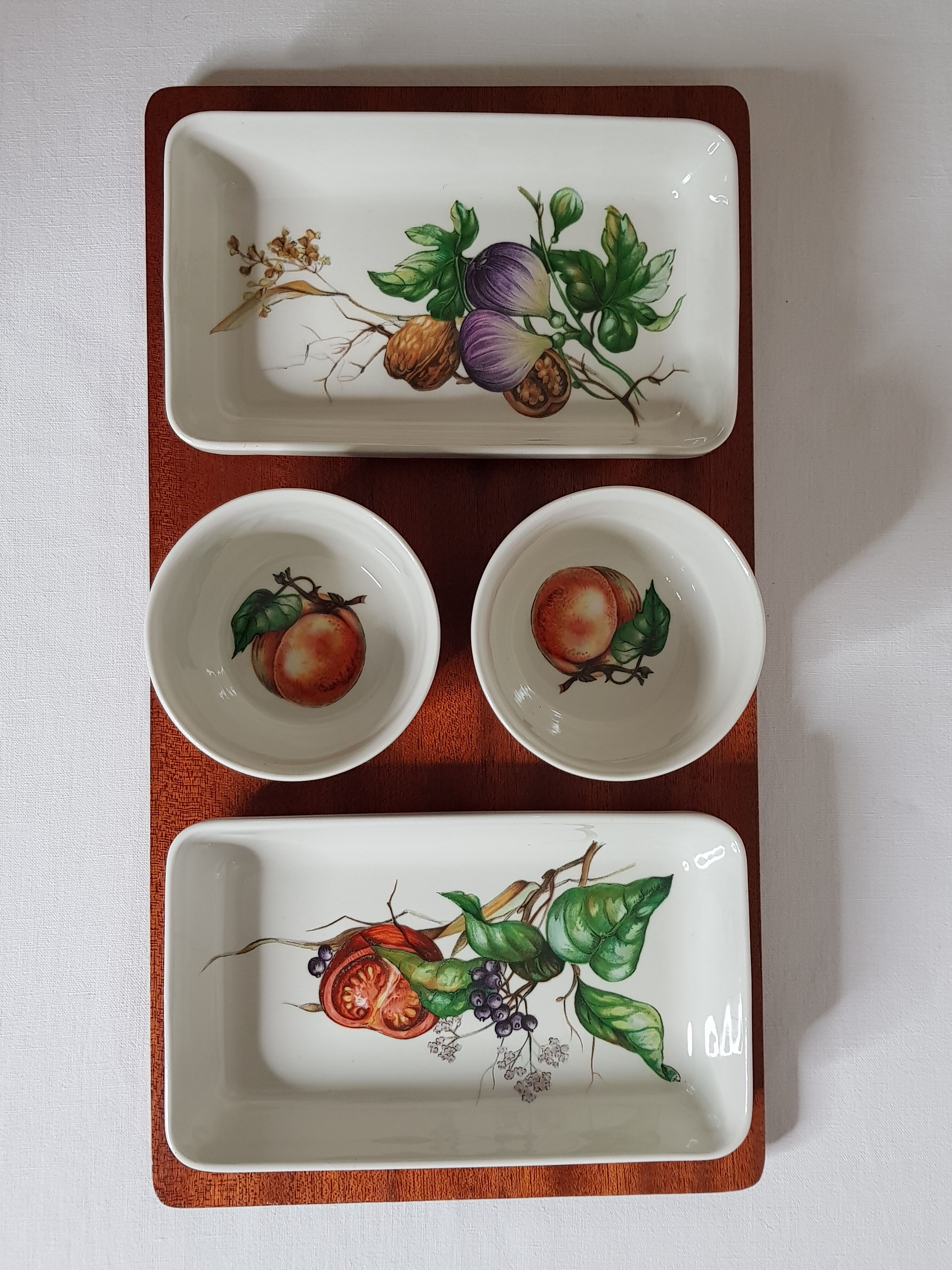 Service à apéritifs Villeroy & Boch, plateau en bois