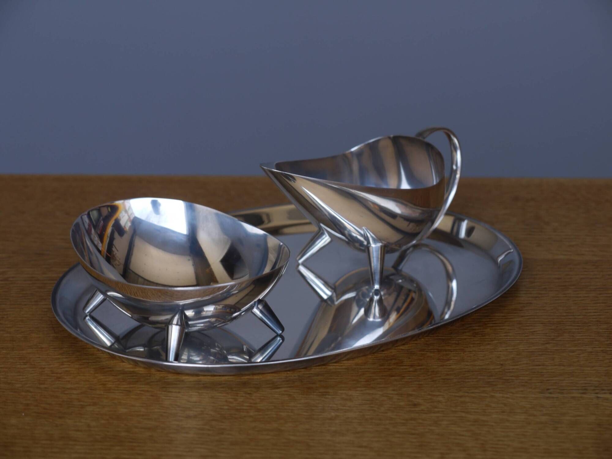 Service à lait et sucre sur plateau par Kurt Meyer pour WMF, 1953