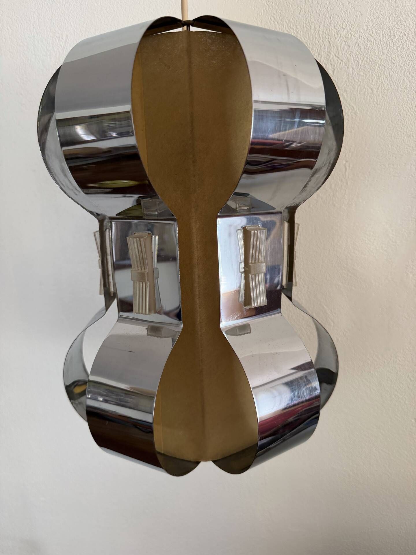 Chrome metal slat lamp, 1970s, psychedelic
