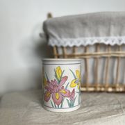 Vintage white porcelain mug or mug retro floral pattern