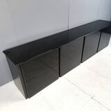 Large vintage black lacquered sideboard, 70s
