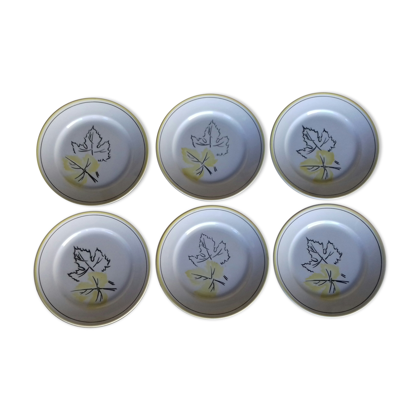 6 flat plates yellow black