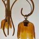 Vintage chandelier with 3 burners in rattan and bamboo
