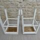 Paire de tabourets en bois, patine blanche, vers 1950