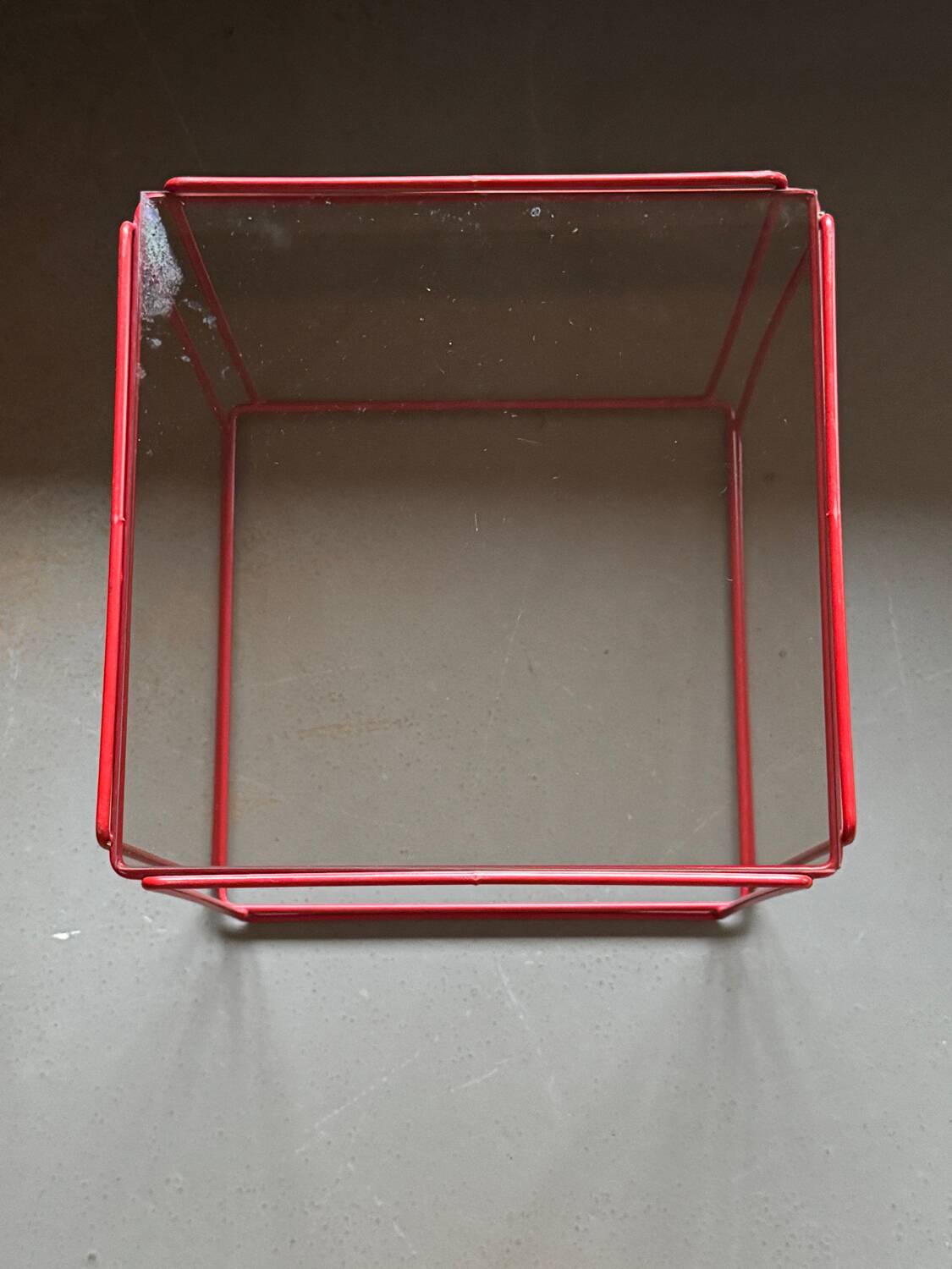Metal wire and glass cube bedside tables