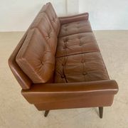 Vintage Danish retro Svend Skipper 3 person sofa in chestnut brown leather