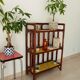 Vintage library shelf in bamboo and rattan 60s/70s