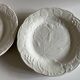 Set of 5 English earthenware plates by Burleigh Davenport with raised leaf design.