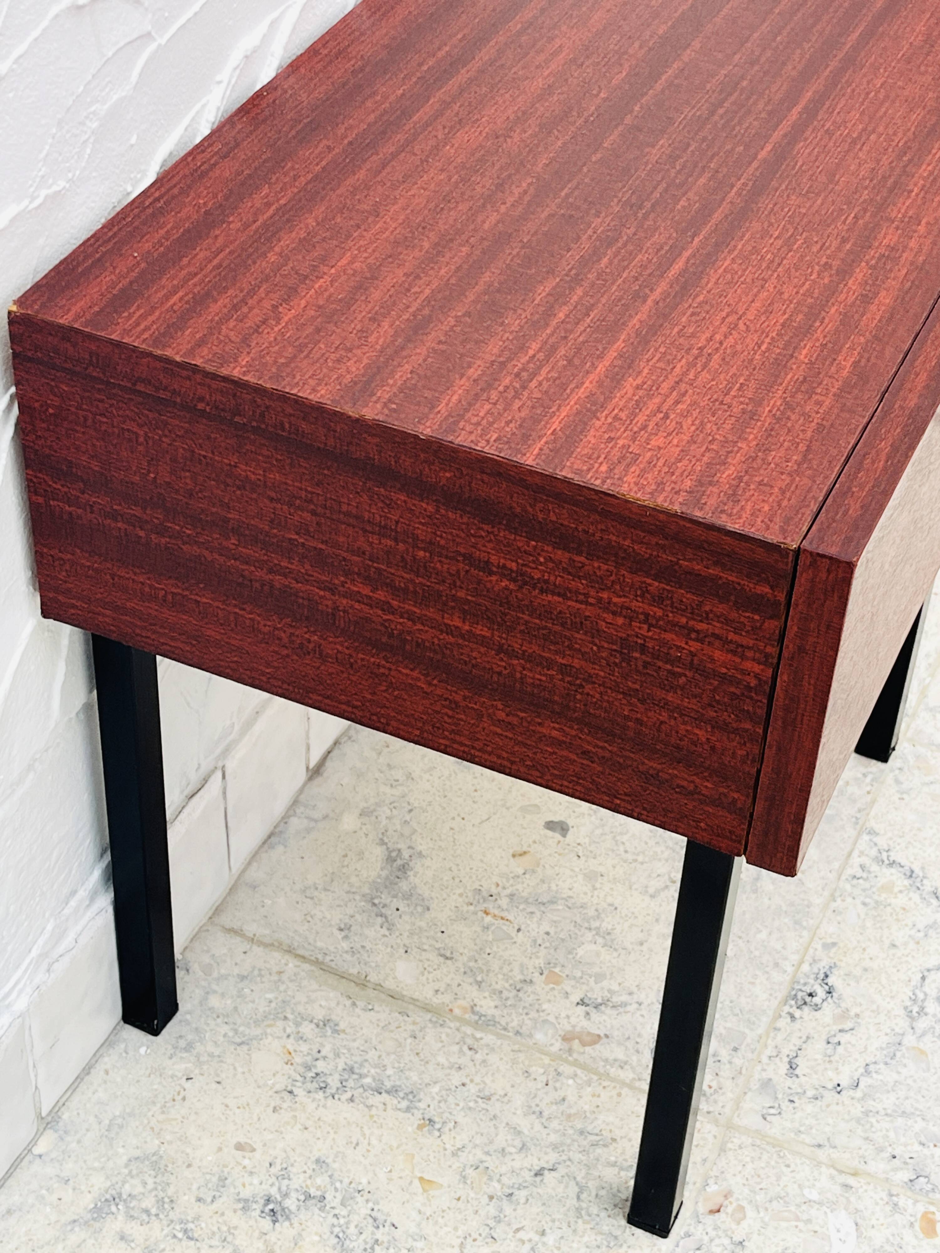 Vintage bedside table wood and metal from the 70s