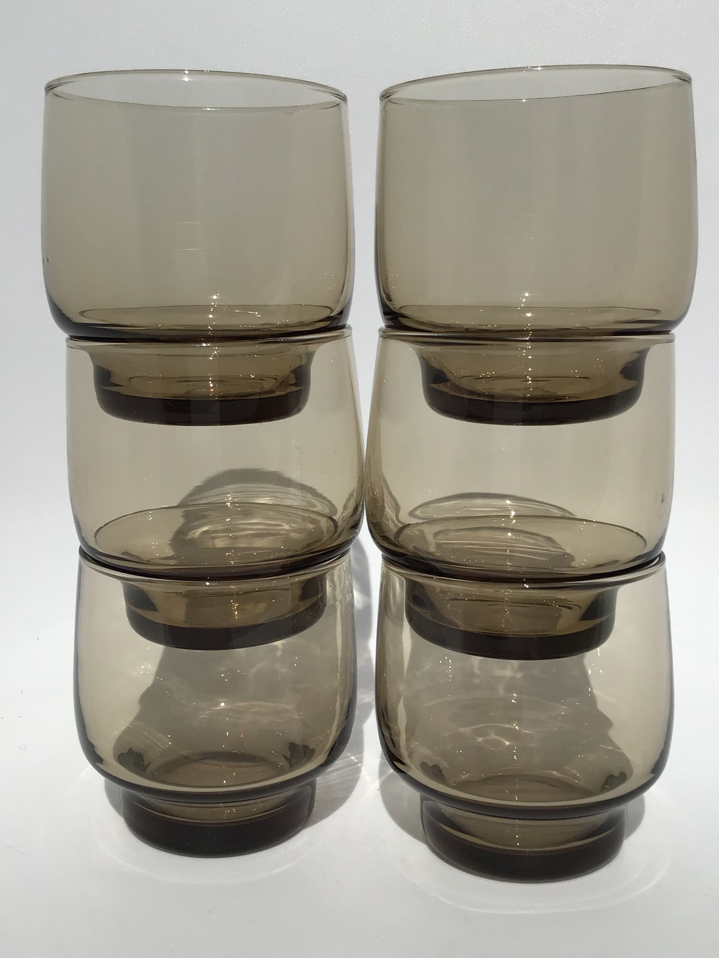6 verres à eau fumés brun 70’s hauteur 8cm