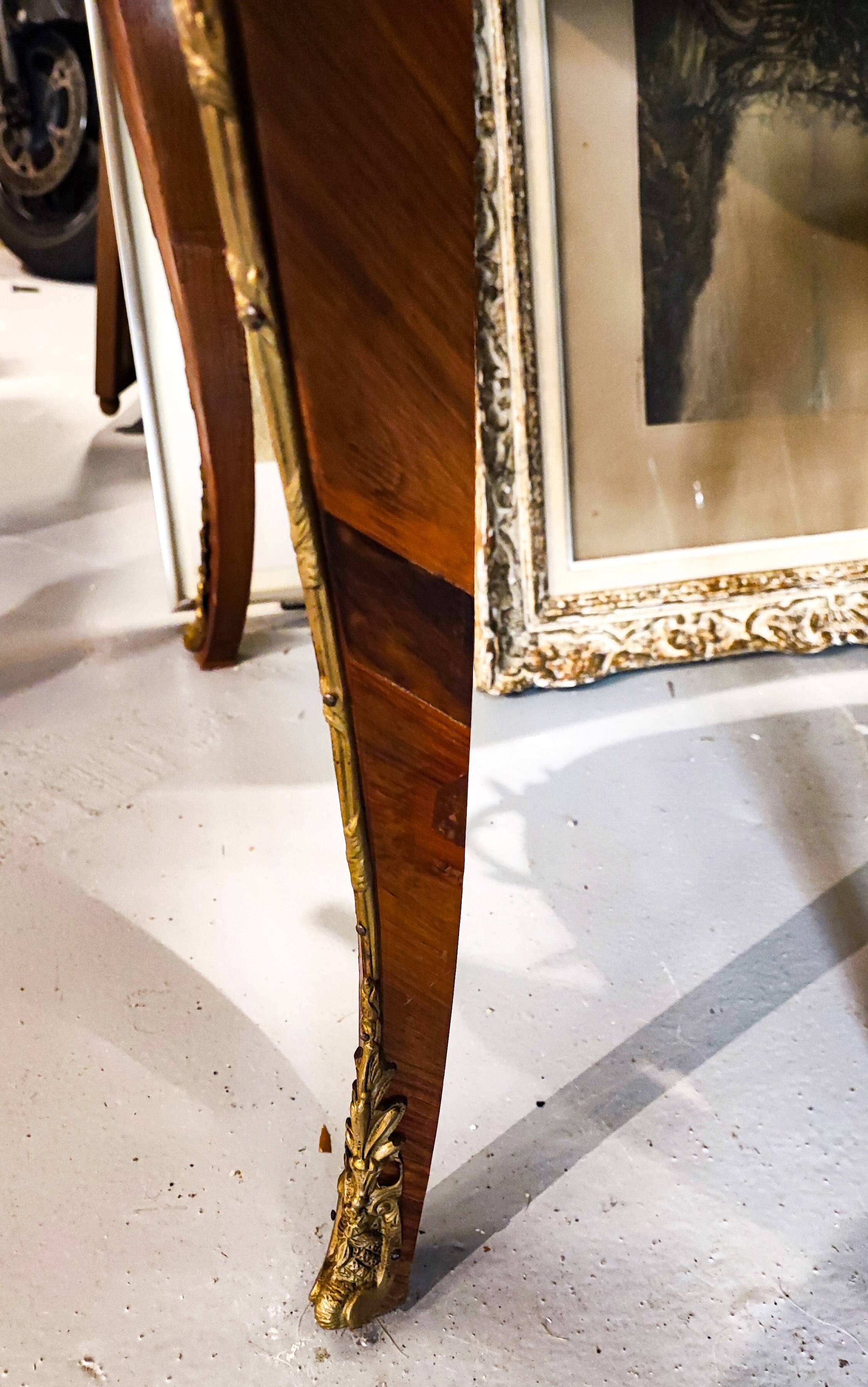 Louis XV flat desk marquetry and leather