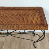 Rattan console and wrought iron