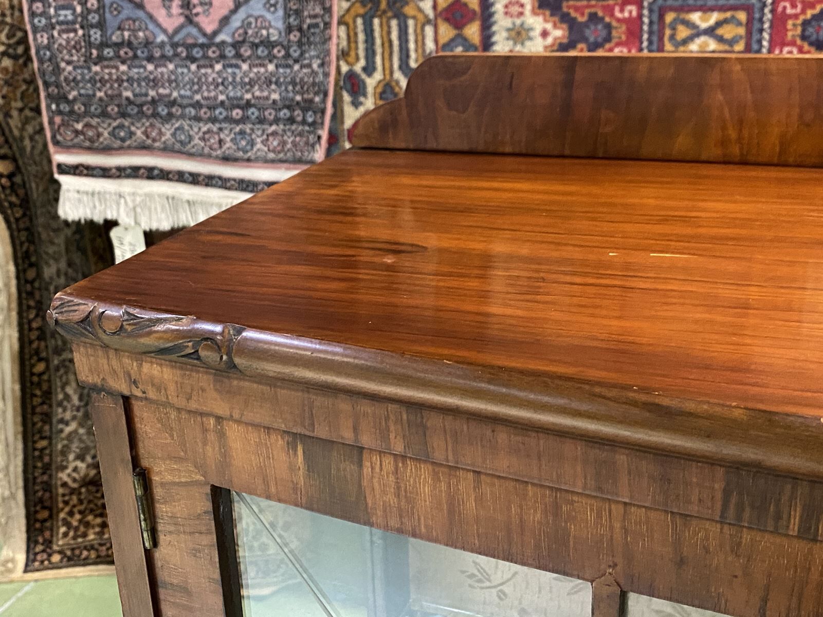 English art deco walnut showcase