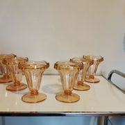 Set of 6 vintage pink glass ice cream bowls.