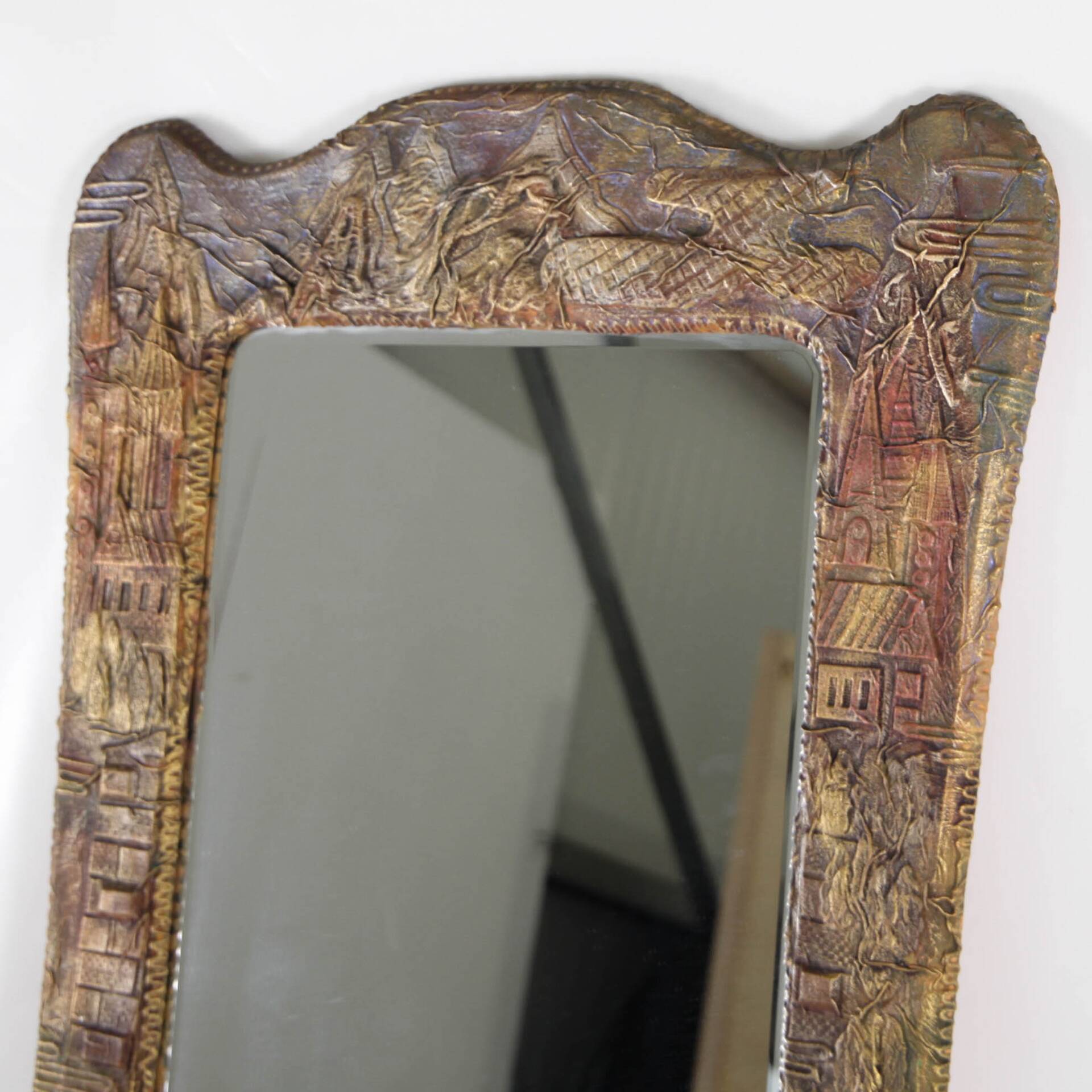 Grand miroir en cuir 