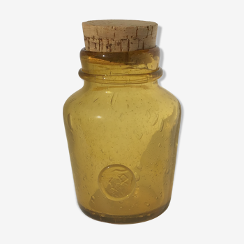 Amber bubbled glass jar La Rochère