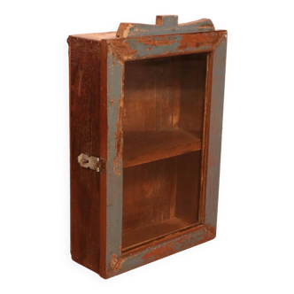 Original polychrome Burmese teak wall display case