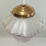 Vintage glass and brass lantern chandelier/1950