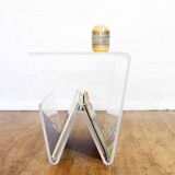 Plexiglas sofa end magazine holder
