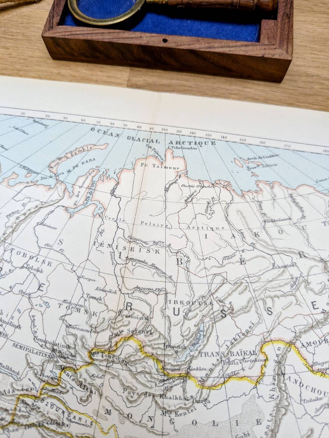 Russian and Chinese Empires, period map, 1887, Authentic.