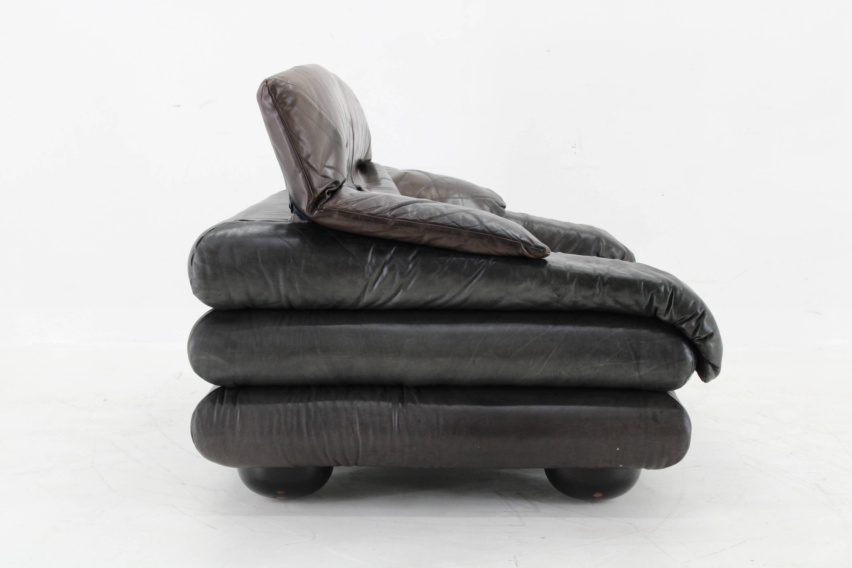 1970s Wiener Werkstätte Brutalist Letaher Adjustable Armchair