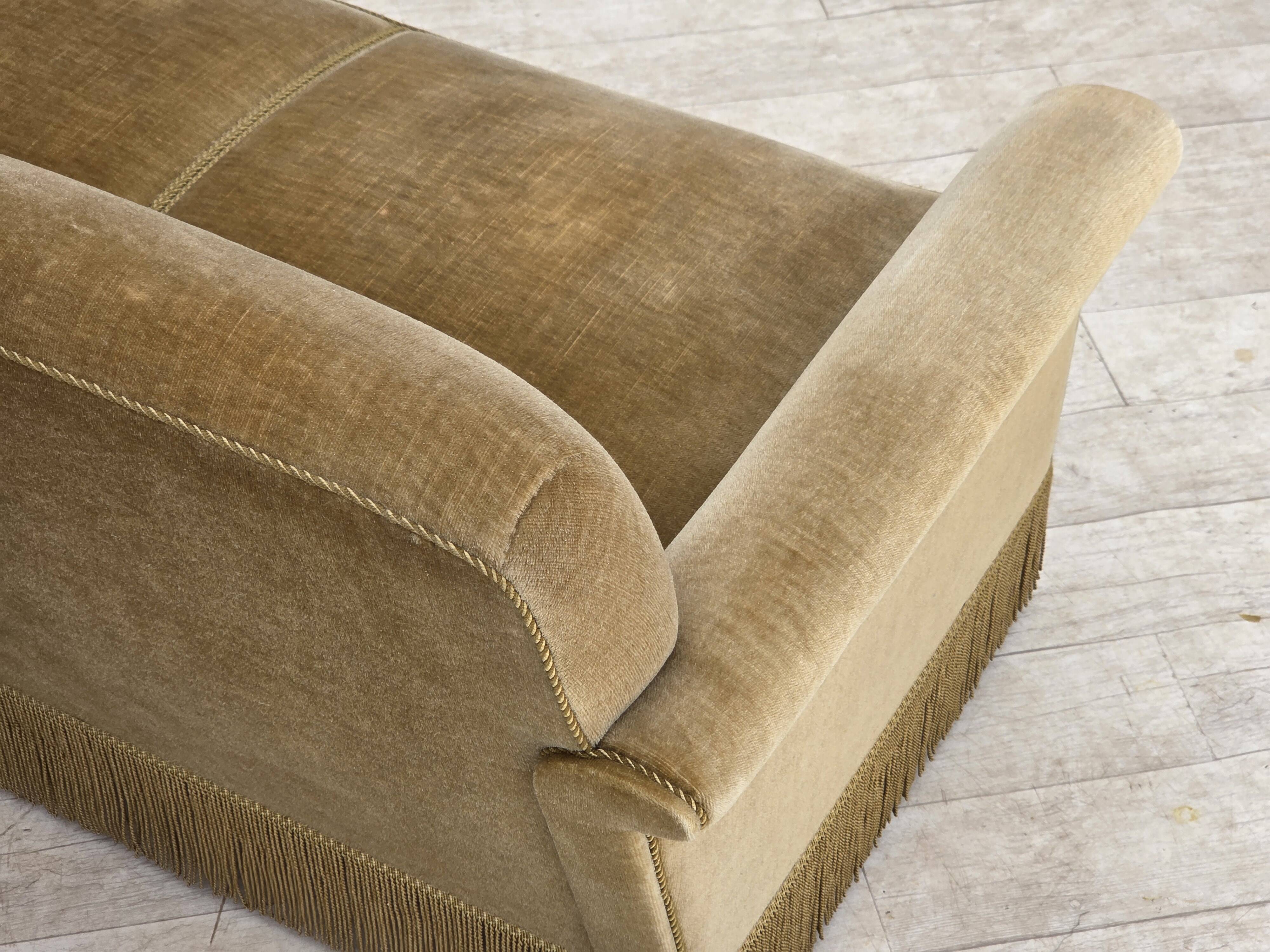1970s, Danish 2-seater sofa, green furniture velour.